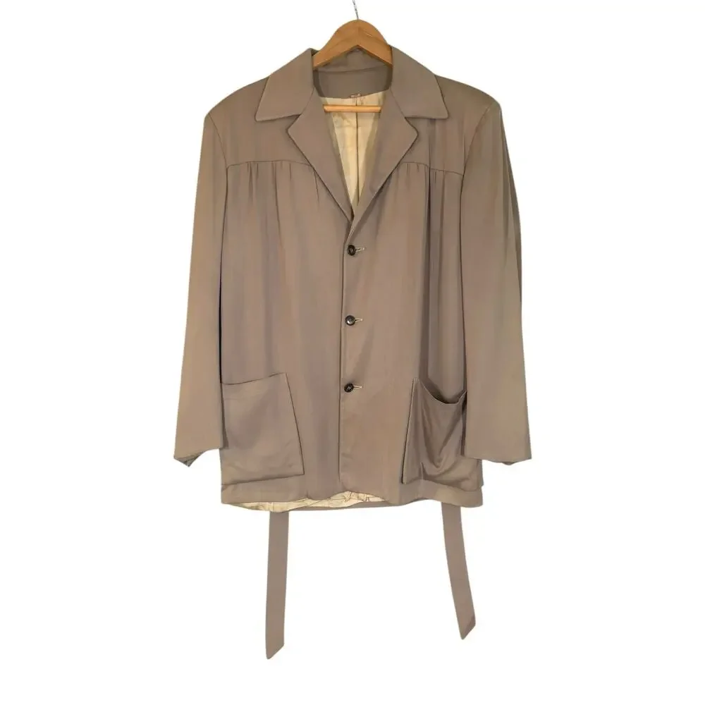 VTG‎ 1950's Gabardine Belted Hollywood Jacket 38R Rockabilly Hepcat Elvis Taupe
